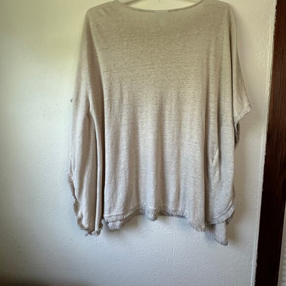 J. Jill Poncho Style Cover-up Airy Top 100% Linen Beige Size XL - Picture 5 of 5